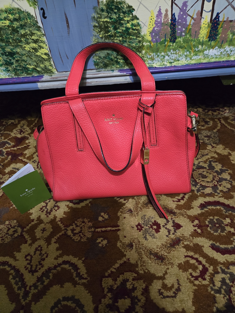 kate spade hot pink pebbled leather satchel
